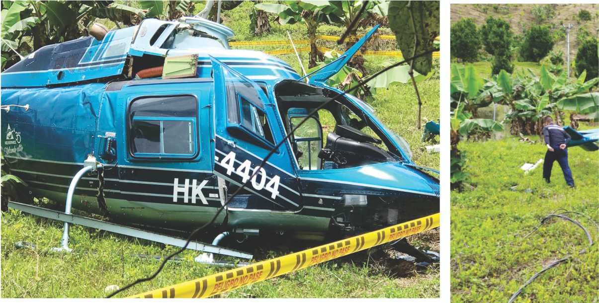 Helicóptero se enredó en cuerdas de energía  y gracias a la pericia del piloto están a salvo
