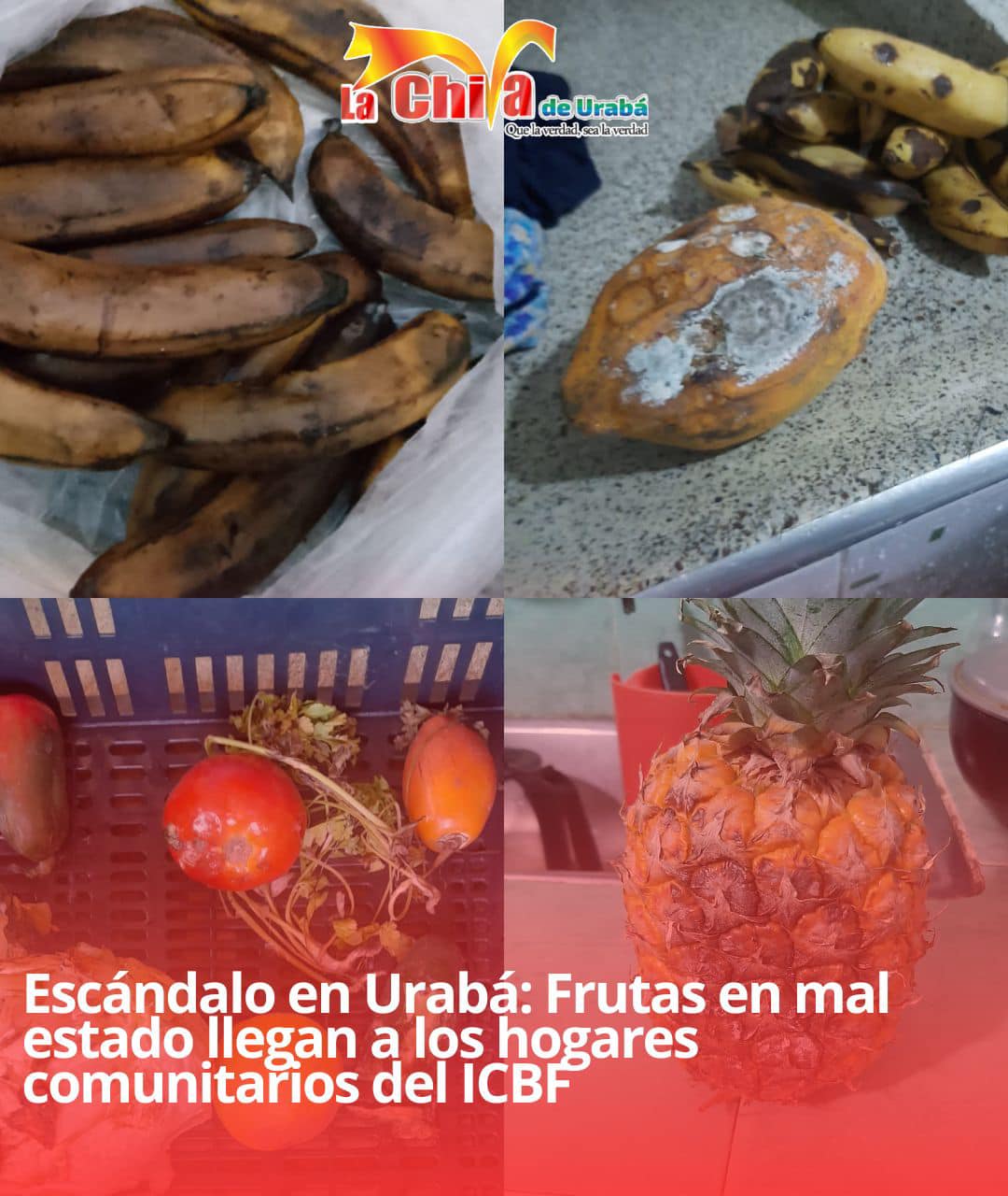 Alimentos podridos para los niños  manda el operador de Córdoba a los Hogares del ICBF en Urabá