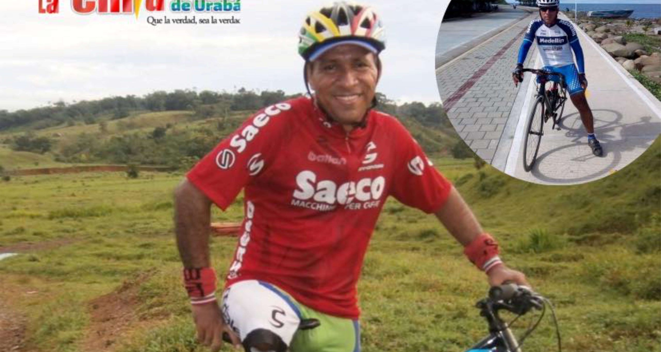 Egidio Arias Benítez, de 45 años, pedalea con una sola pierna por las vías de Urabá