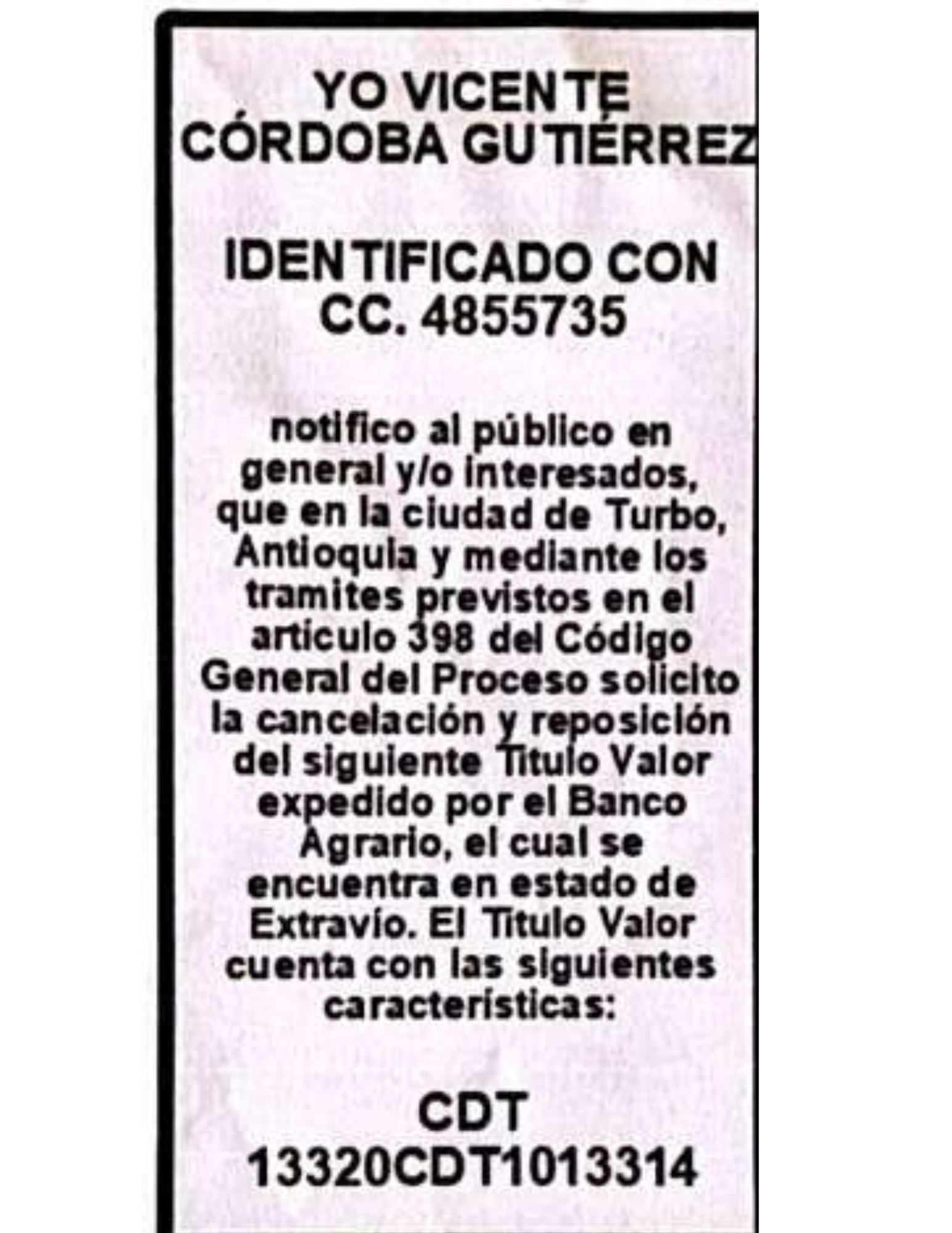 NOTIFICACIÓN PÚBLICA