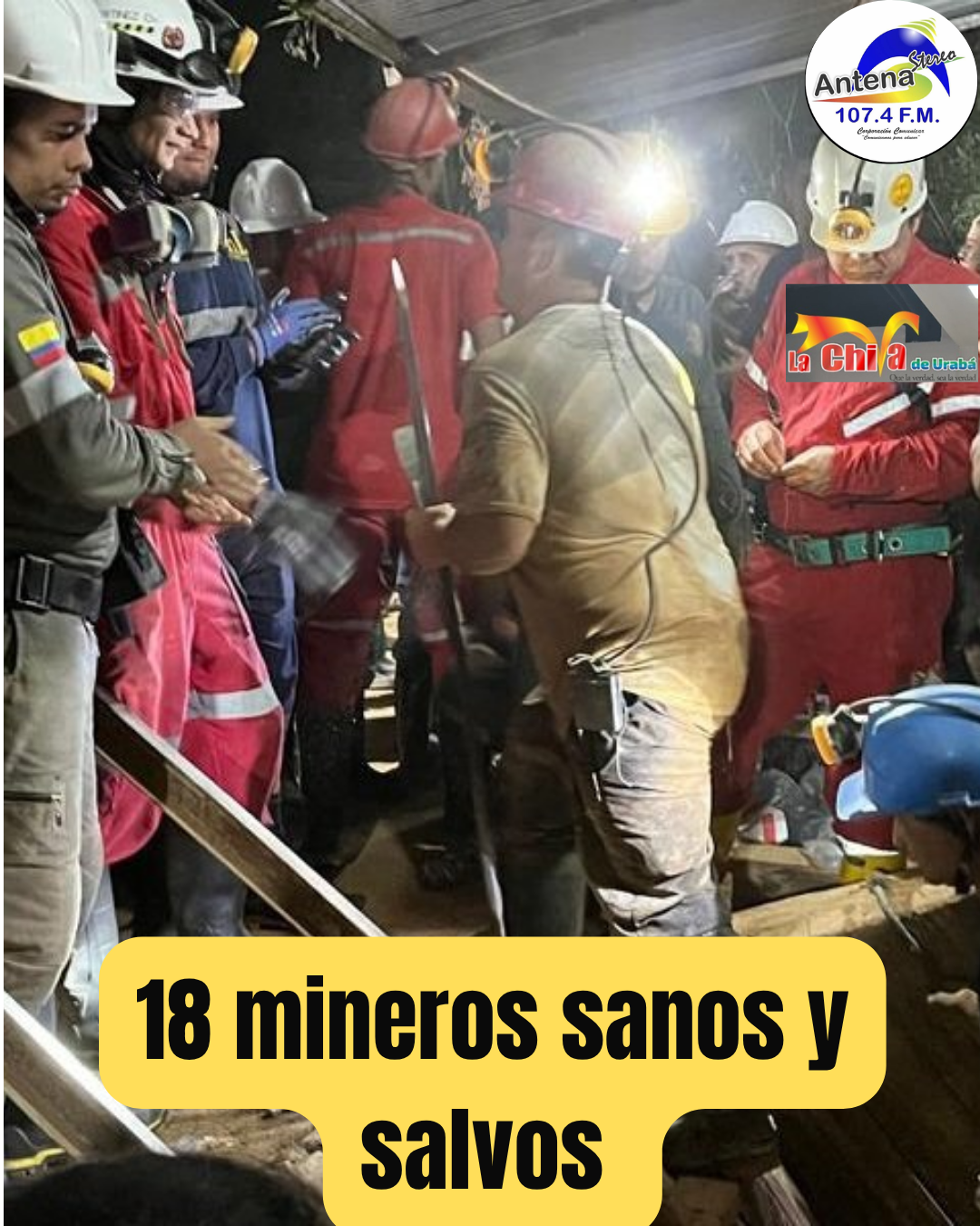 Rescataron con vida a 18 mineros de El Miñón, en Remedios