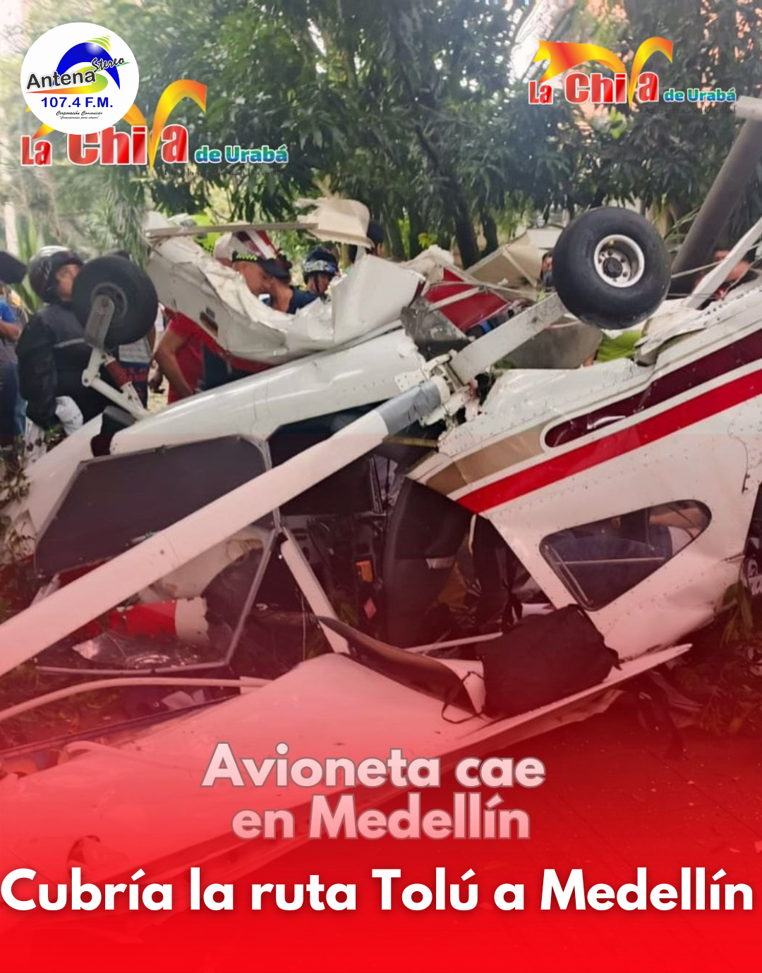 Avioneta que venía de Tolú, cayó en Medellín