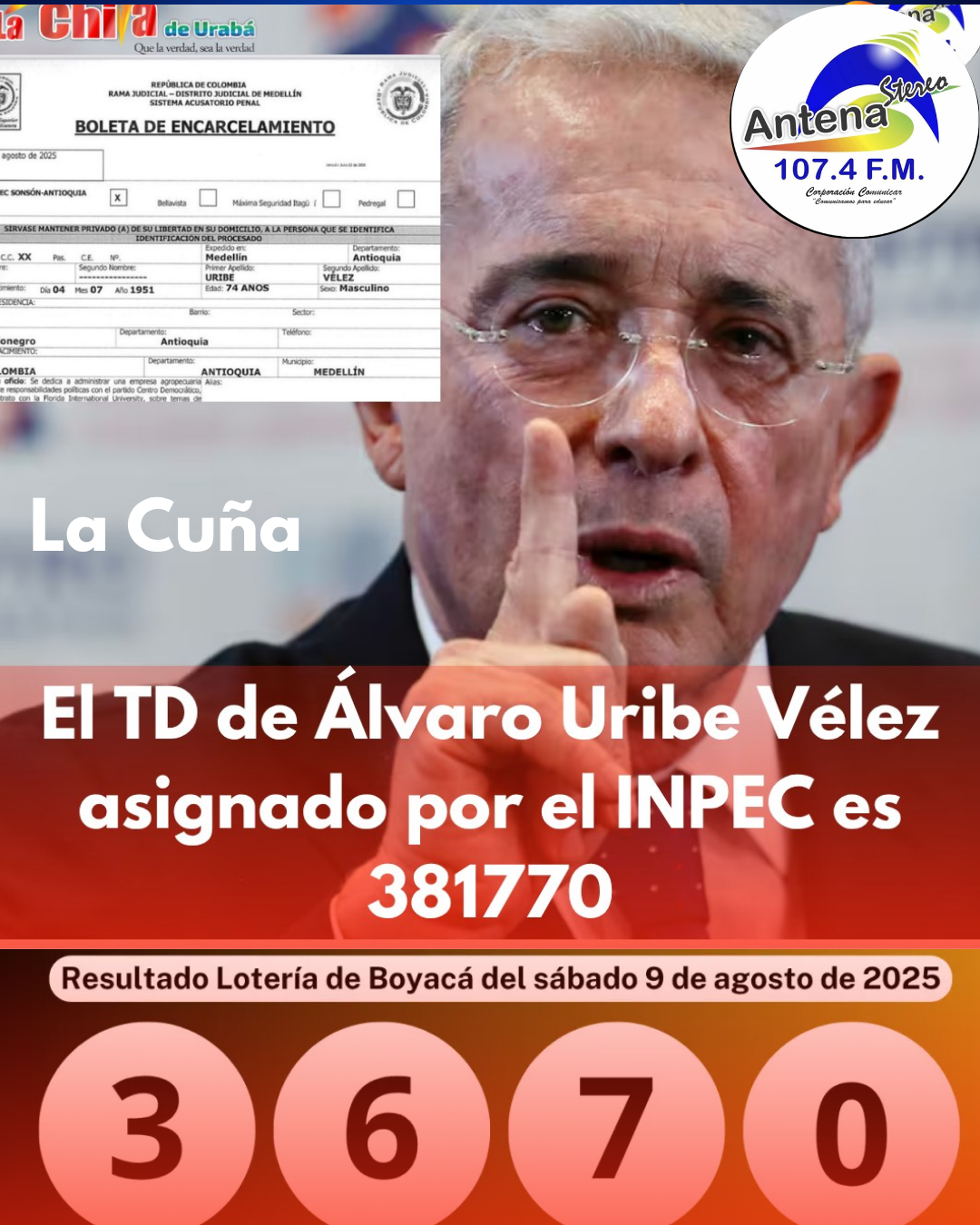 Primeros ganadores de dos cifras con el TD de Álvaro Uribe, Boyacá jugó 3670