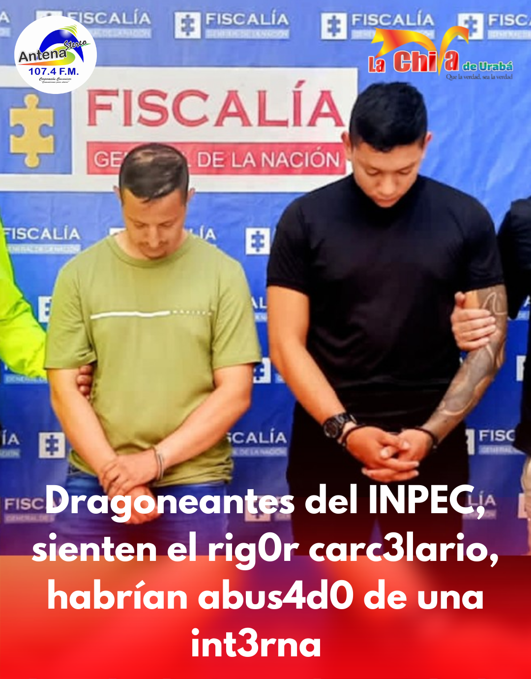Dos comandos del INPEC 4busar0n de reclusa, uno de ellos la 3mb4razó