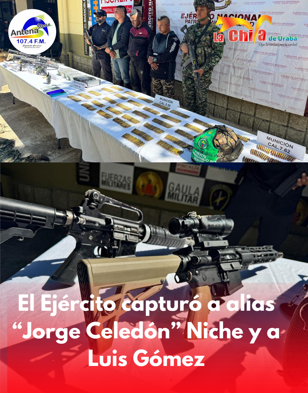 Alias “Jorge Celedón”, “Niche” y Luis Gómez estaban arm4dos hasta los dientes