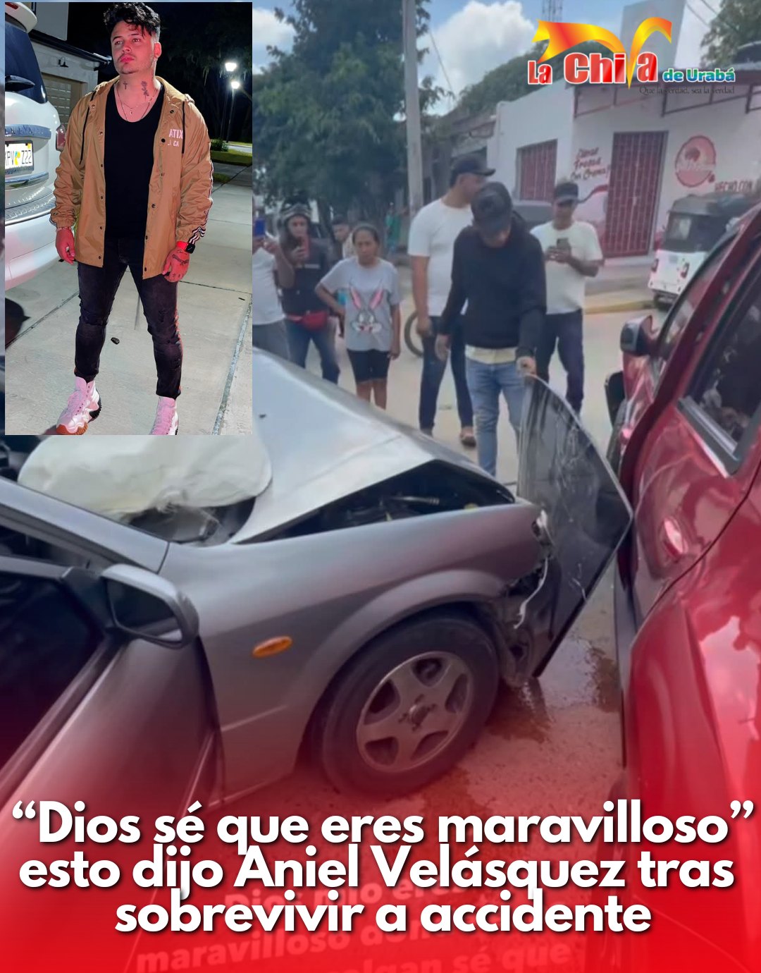Aniel Velásquez sale ileso de aparatoso accidente de tránsito