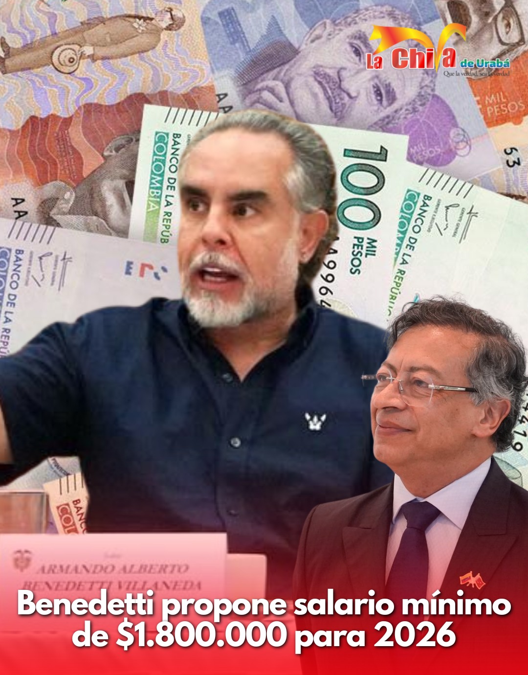 Benedetti propuso salario mínimo de $1.800.000 para 2026
