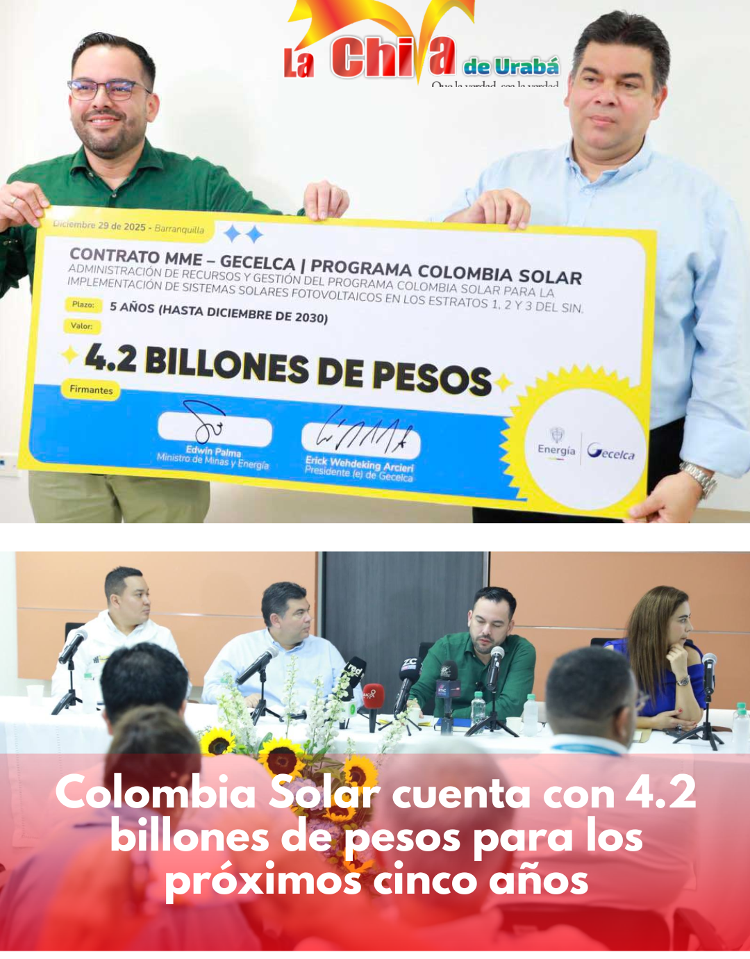 Firmaron convenio por $4,2 billones para impulsar el Programa Colombia Solar