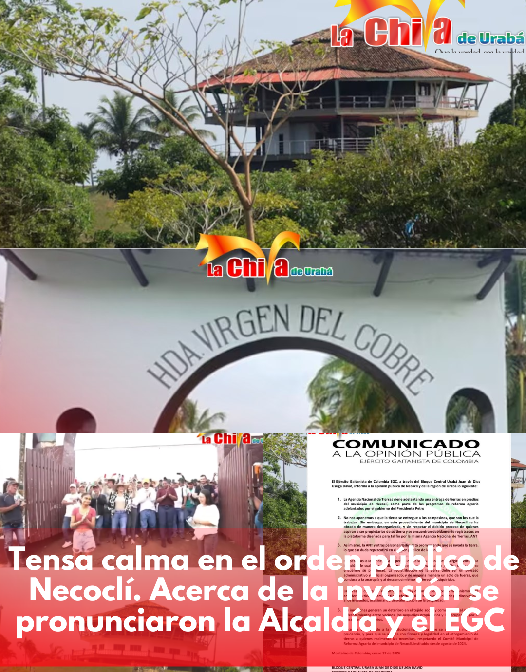 Tensa situación de orden público por invasión de la Hacienda Virgen del Cobre