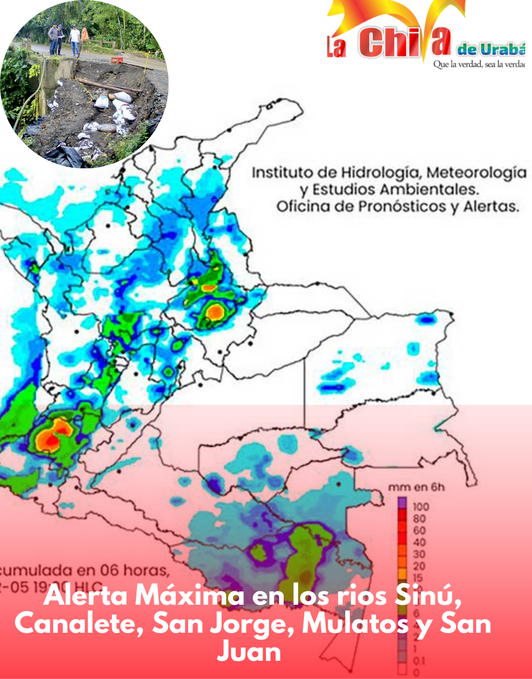 Alerta máxima por comportamiento de los ríos Sinú, San Jorge, Canalete y Urabá