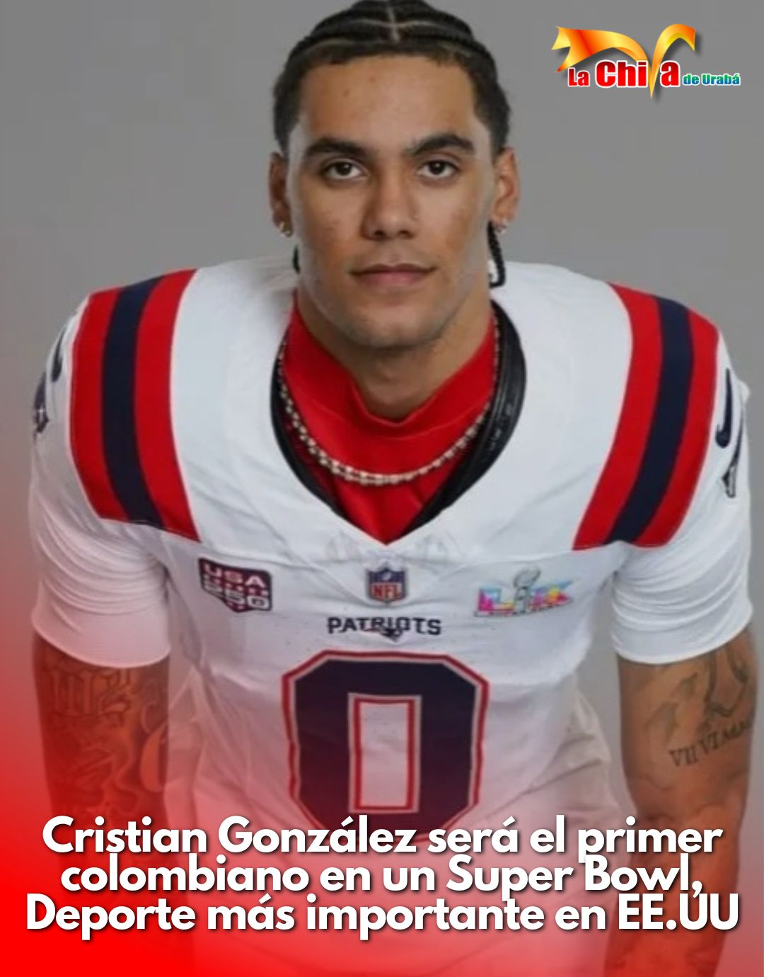 Con raíces colombianas, Cristian González de 22 años jugará el Super Bowl