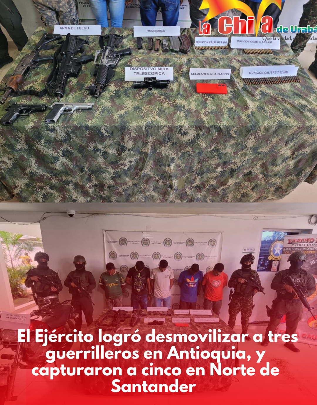 Desmovilización de guerrilleros en Antioquia, y capturas en Norte de Santander