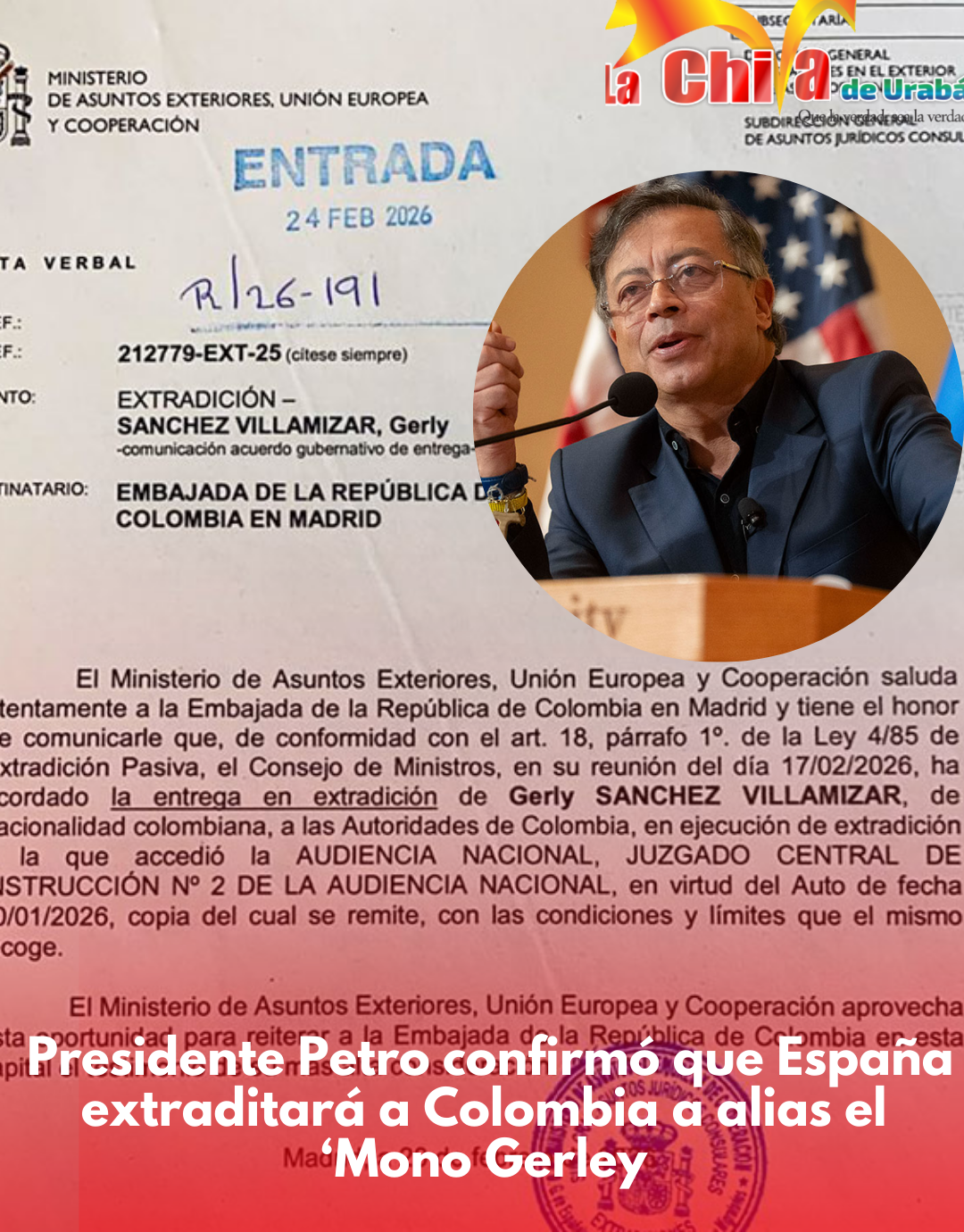 Presidente Petro confirmó que España extraditará a Colombia a alias el ‘Mono Gerley’