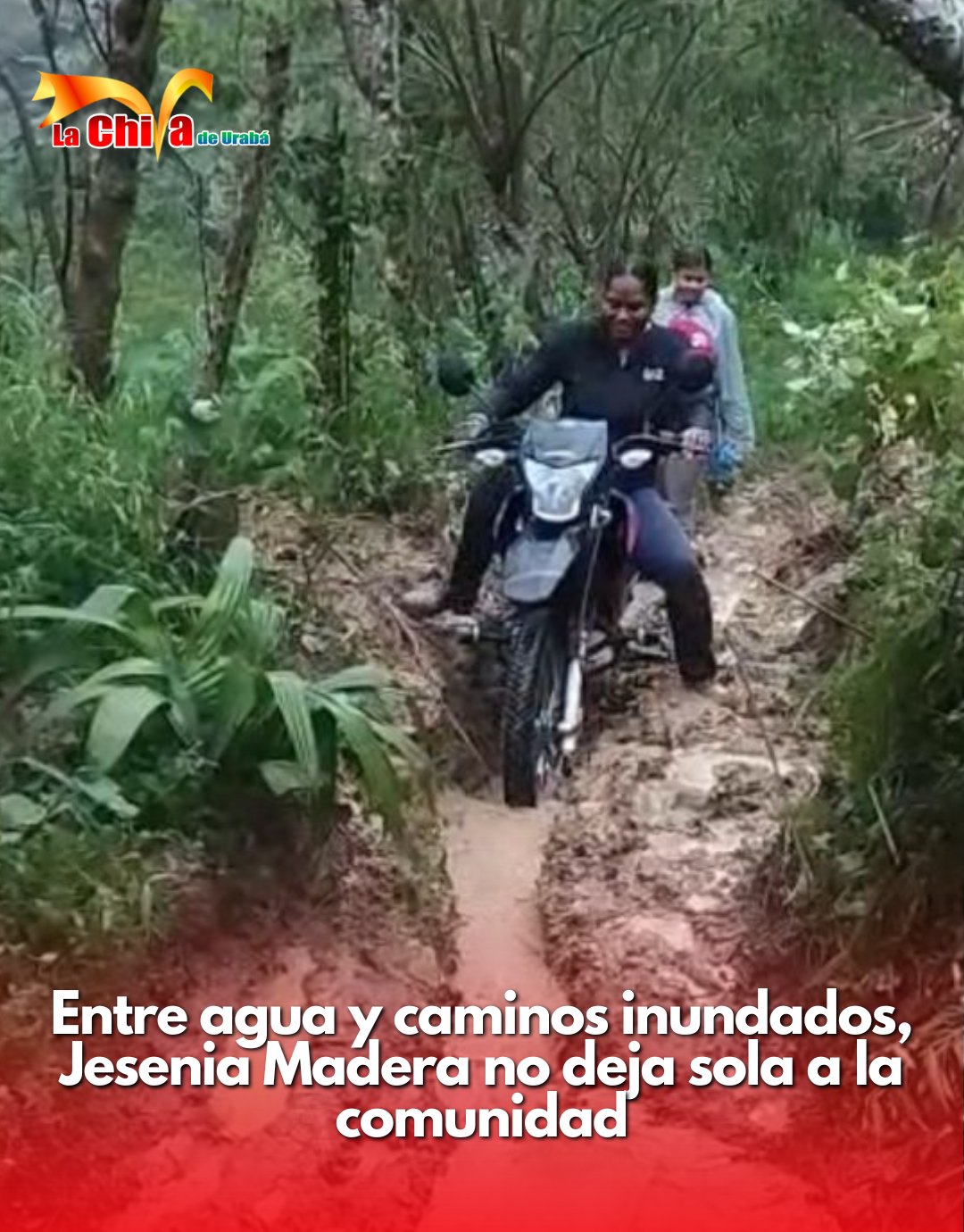 Jesenia Madera, de Pueblo Nuevo, Necoclí, recorre veredas llevando ayudas