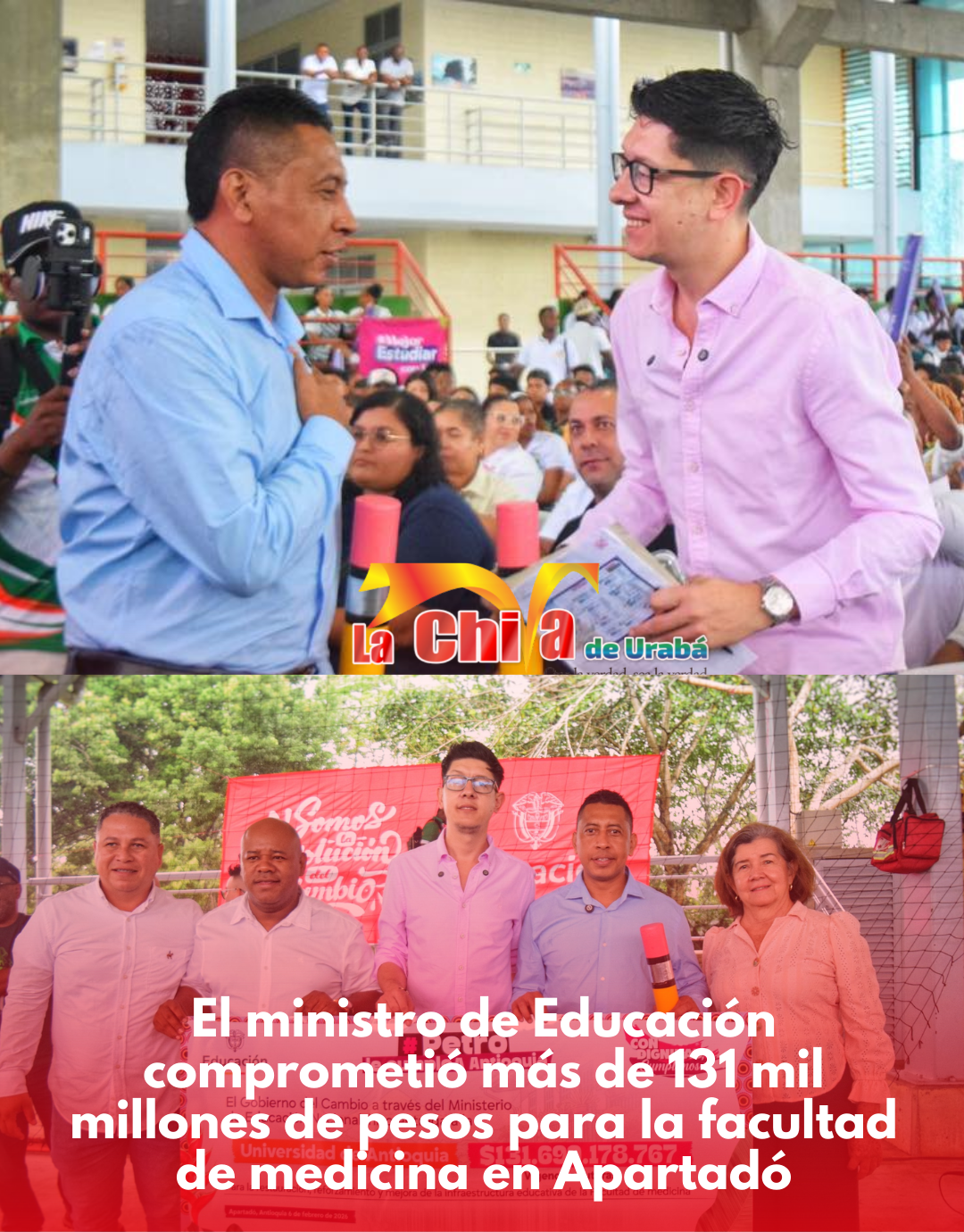 El ministro de Educación dijo en Apartadó que el Gobierno destinará $131 mil millones para la Facultad de Medicina