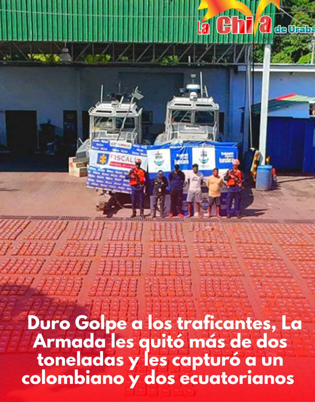 Armada incautó más de dos toneladas de cocaína, tres personas capturadas