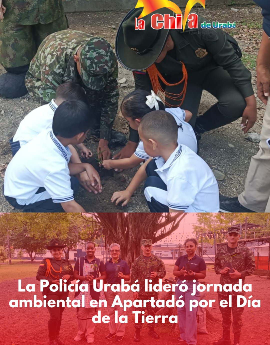 🌱 Policía Nacional lideró jornada ambiental en Apartadó por el Día de la Tierra