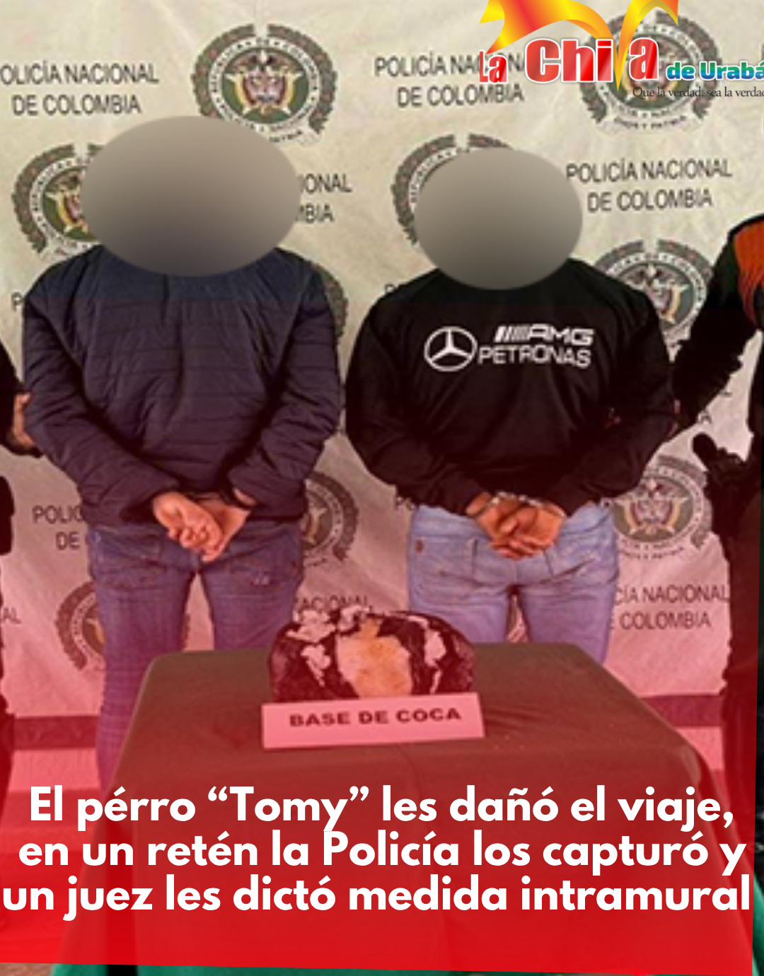 El perro ‘Tomy’ los olfateó y les dañó el viaje, la Policía los entregó a la Fiscalía