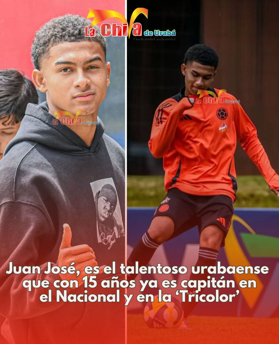 Juan José, es el talentoso urabaense que con 15 años ya es capitán en el Nacional y en la ‘Tricolor’