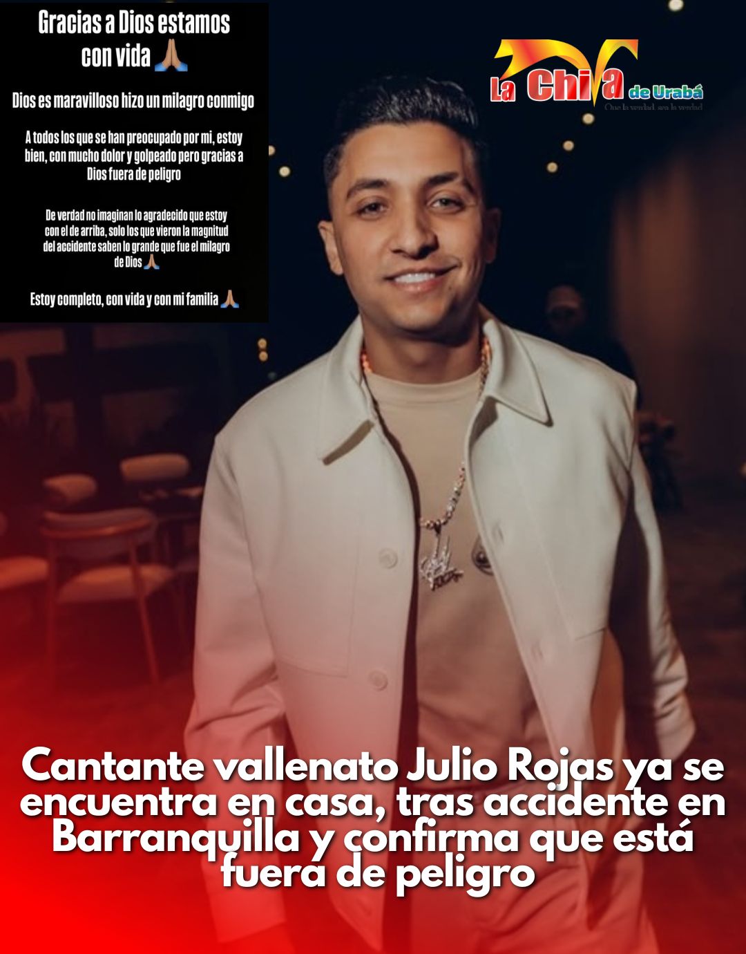 Julio Rojas fuera de peligro tras accidente en moto en Barranquilla