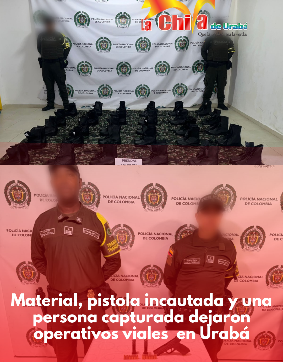 Incautación de material militar, arma de fuego y una captura en Urabá