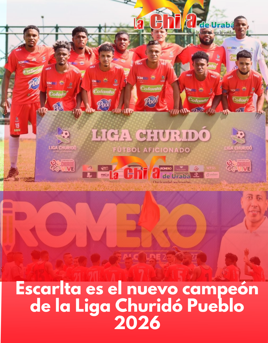 Escarlatas se coronó campeón de la Liga Churidó 2026 en Apartadó