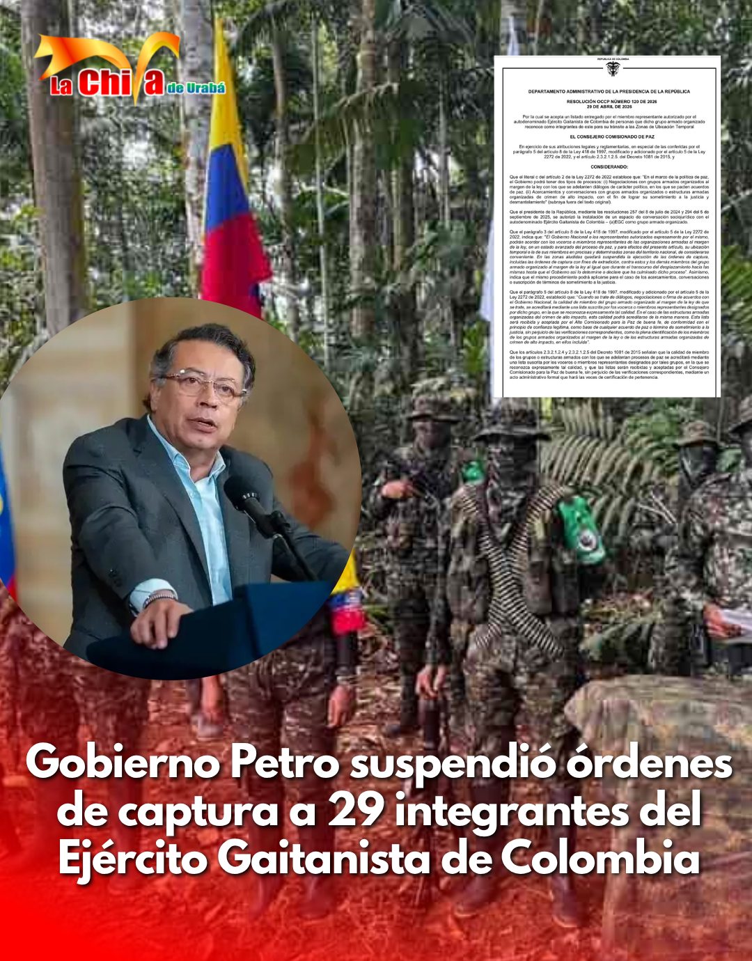Gobierno suspendió órdenes de captura y extradición contra 29 integrantes del EGC