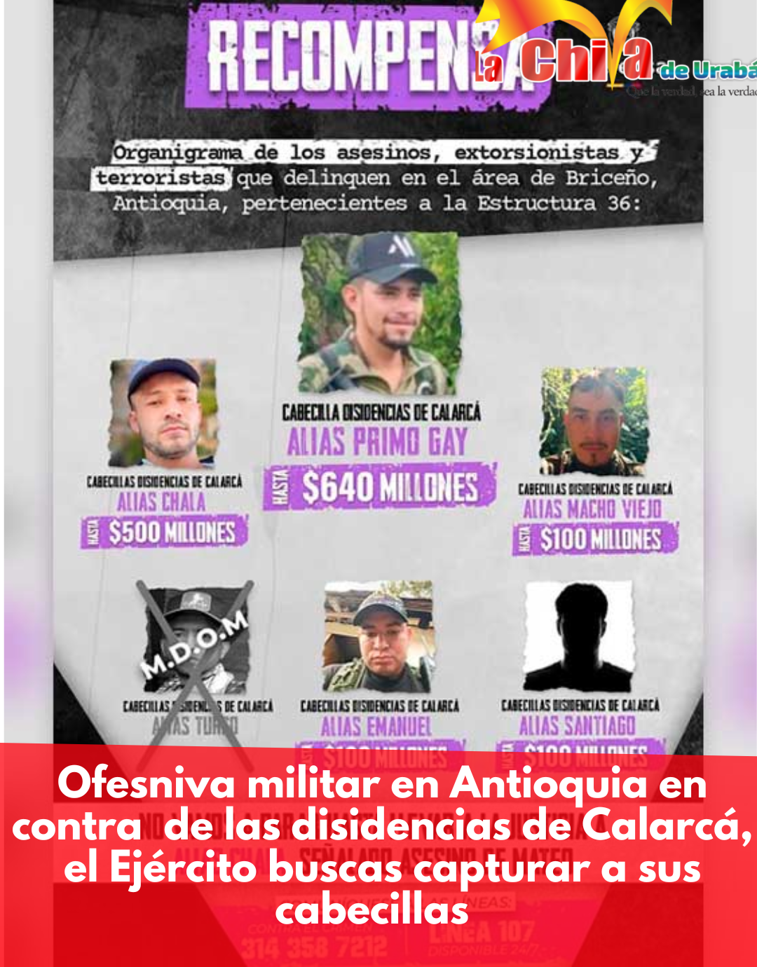 Intensifican ofensiva contra el frente  36 en Antioquia para capturar a  ‘Chalá’ y ‘Macho Viejo’