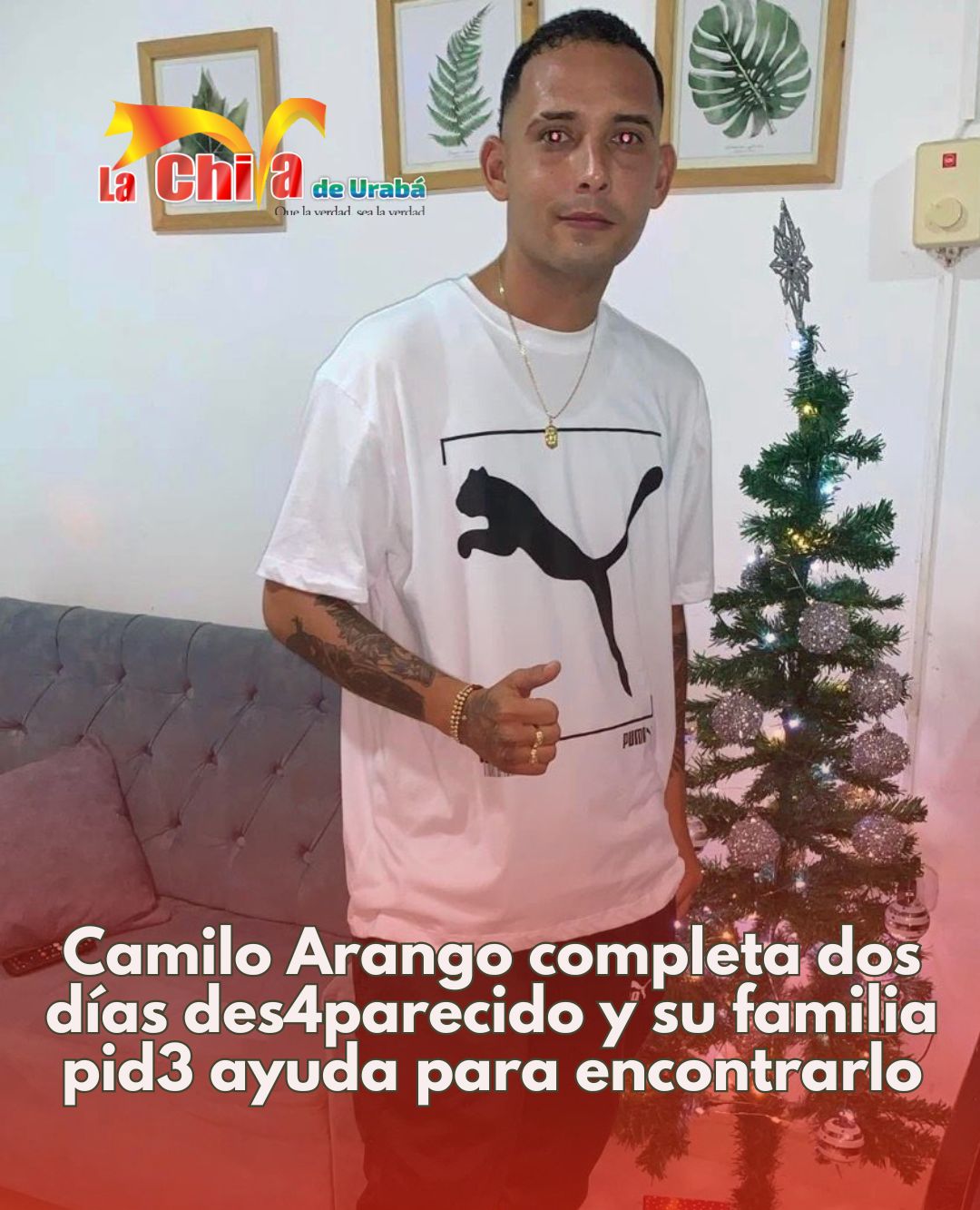 Buscan a Camilo Arango tras ser reportado como desaparecido en Apartadó
