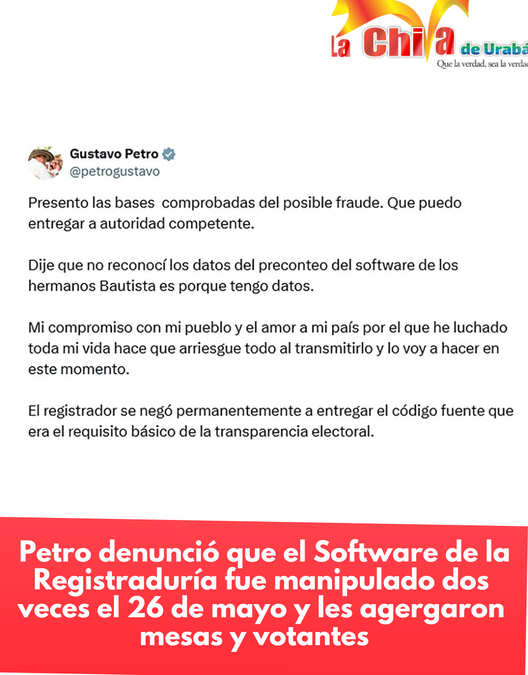Petro denunció presuntas irregularidades en 5.300 mesas de votación y pide revisar los escrutinios