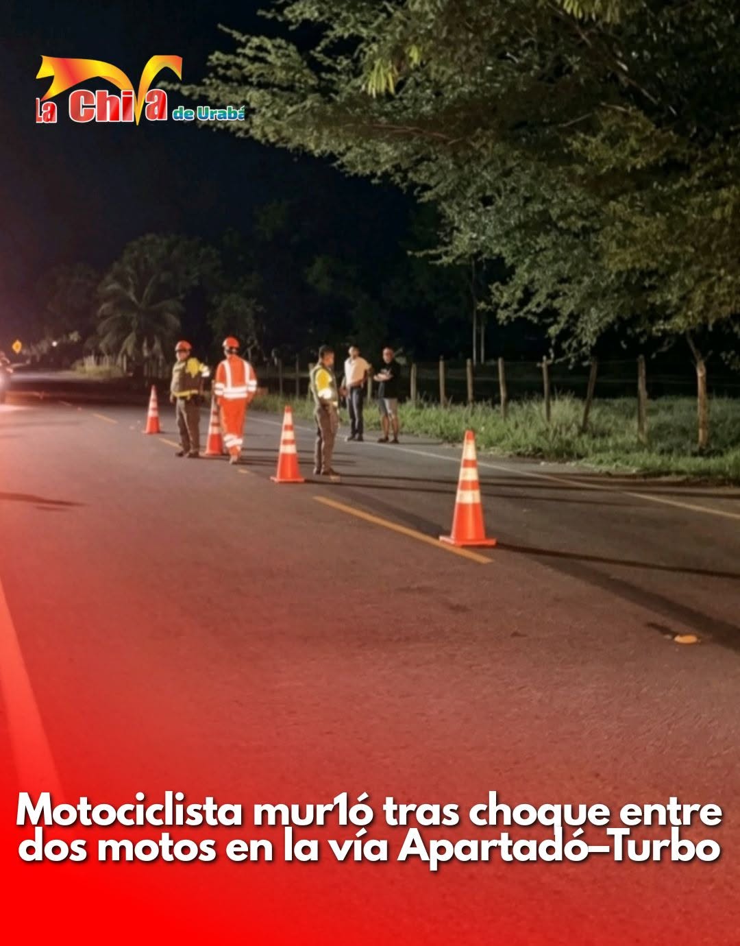 Una persona murió y dos más resultaron heridas en accidente de tránsito entre Apartadó y Turbo